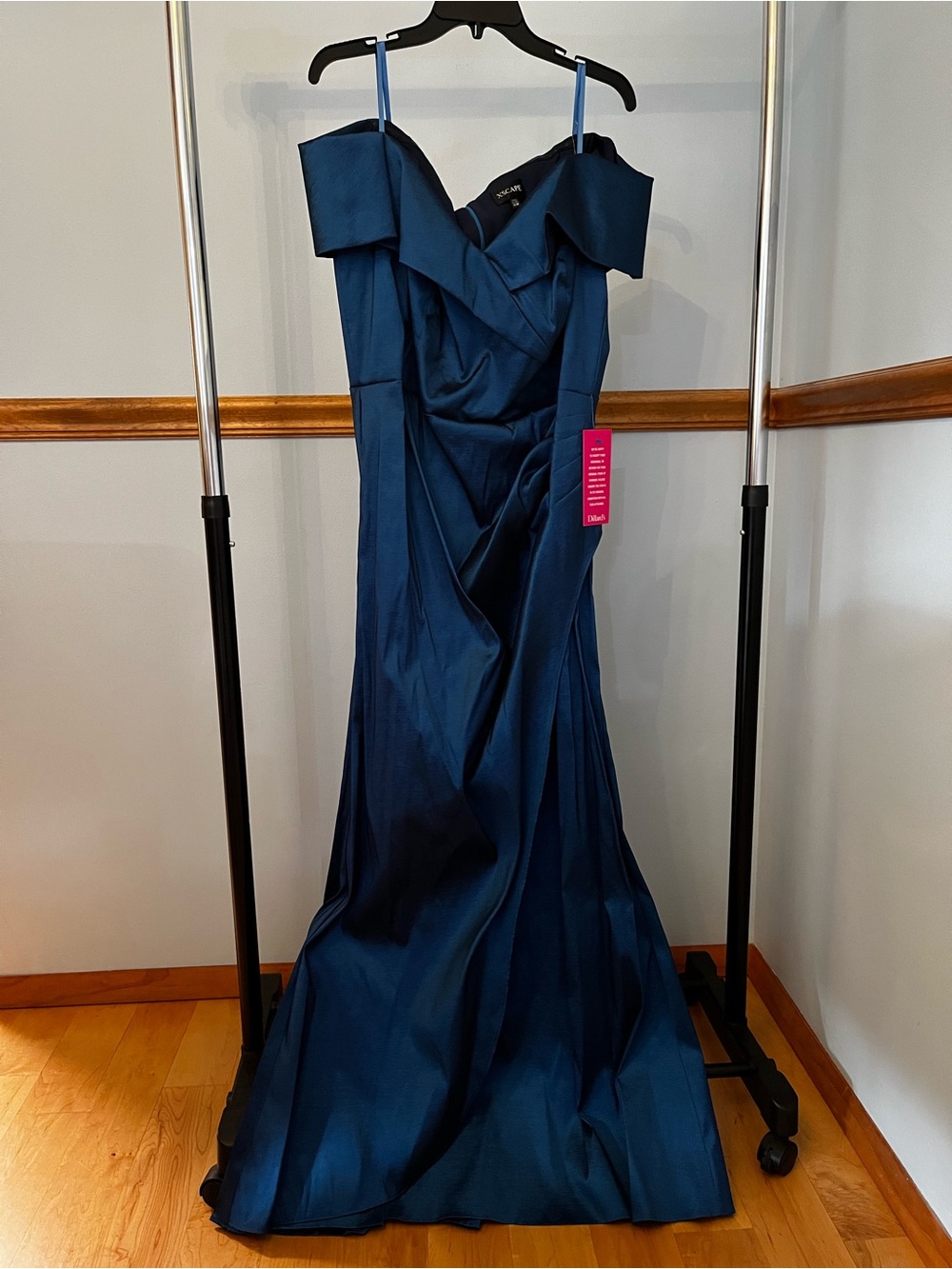 Xscape Plus Size Off-The-Shoulder Sweetheart Neck Taffeta Mermaid Gown, NWT Blue